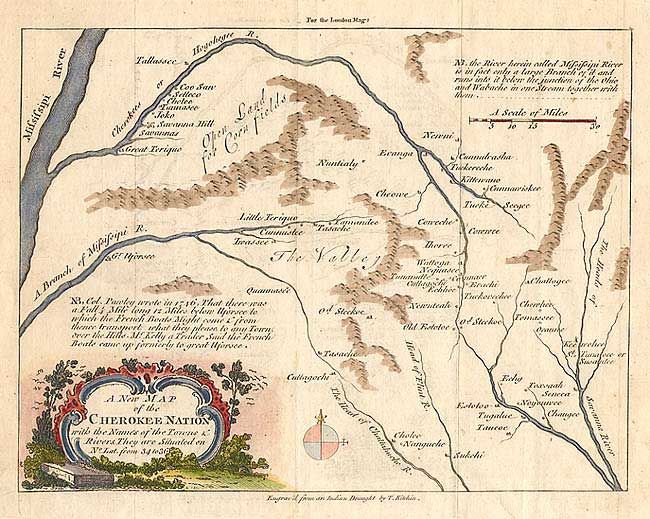 Antique map chart A New Map of the Cherokee Nation with the Names of