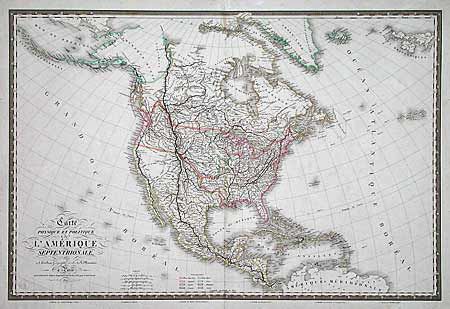 Carte Physique et Politique de L'Amerique Septentrionale