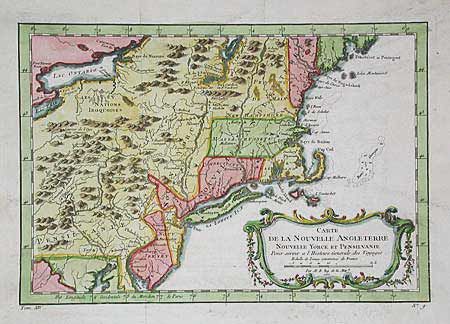 Carte de la Nouvelle Angleterre Nouvelle Yorck et Pensilvanie