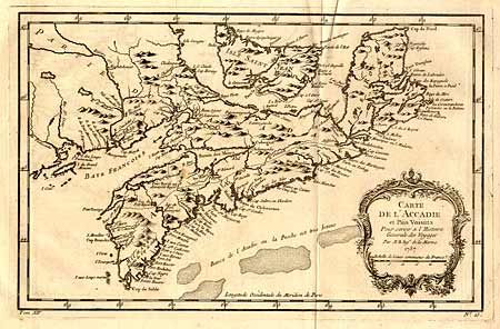 Carte de l'Acadie et Paus Voisins