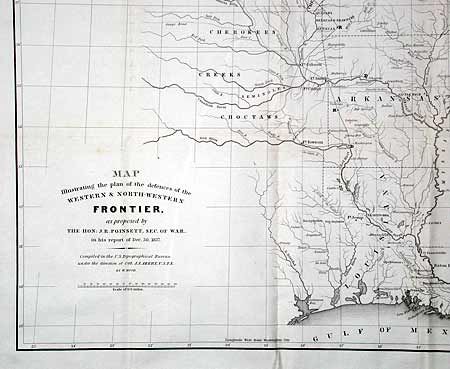 Map Illustrating the plan of the defences of the Western & North-Western Frontier, as proposed by the Hon: J. R. Poinsett, Sec. Of War, in his report of Dec. 30, 1837.
