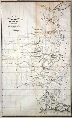 Map Illustrating the plan of the defences of the Western Frontier, as proposed by Maj. Gen. Gaines, in his plan dated Feb.y 28th 1838