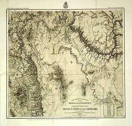 Map Showing Routes of the River and Land Parties Engaged in Exploring the Grand Canon of the Colorado. Under the Command of 1st Lieut. Geo. M. Wheeler