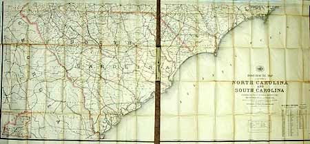 Post Route Map of the States of North Carolina and South Carolina with Adjacent Parts of Georgia, Tennessee, Kentucky, West Virginia and Virginia