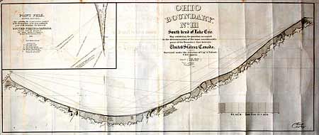 Ohio Boundary No. 1. South bend of Lake Michigan [with] Ohio Boundary No. 2 Map exhibiting the positions occupied on the Maumee Bay and River [and] Ohio Boundary No. III South bend of Lake Erie