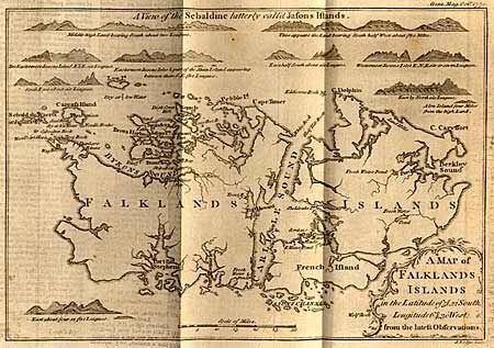 A Map of Falklands Islandsfrom the latest Observations