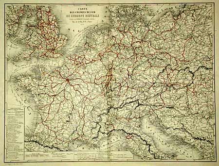 Carte des Chemins de fer de l'Europe Centrale