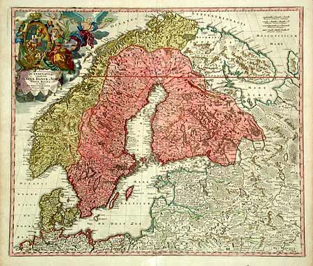 Scandinavia complectens Sueciae Daniae & Norvegiae Regna ex Tabulis