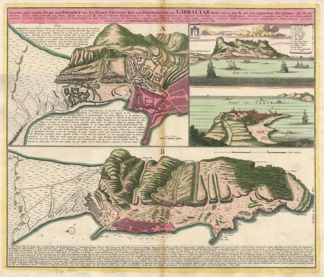 Neuester und exacter Plan und Prospect von der Stadt, Vestung, Bay und Fortification von Gibraltar