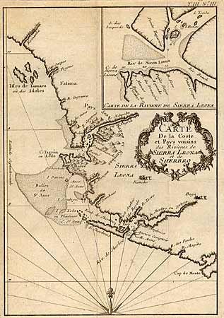 Carte De la Coste et Pays voisins des Rivieres de Sierra Leona et de Sherbro