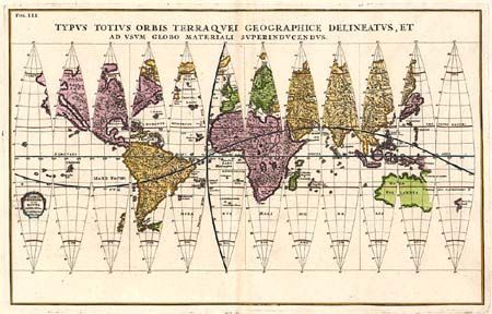 Typus Totius Orbis Terraquei Geographice Delineatus, Et ad vsum Globo Materiali Superinducendus