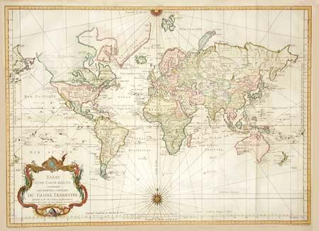 Essay d' une Carte reduite Contenant les parties connuees du Globe Terrestre