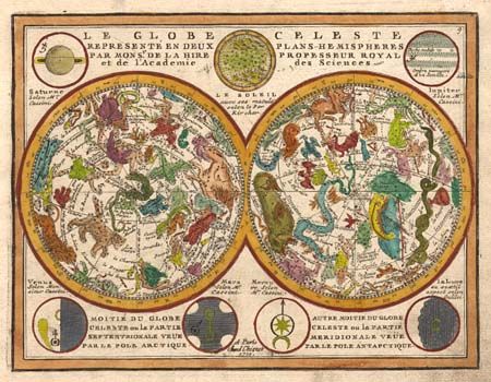 Le Globe Celeste Represent en deux Plans-Hemispheres 