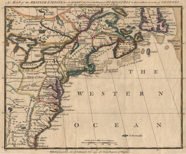 A Map of the British Empire in America, from the Head of Hudsons Bay to the Southern bounds of Georgia, with the intervention of Canada