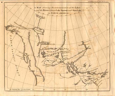 A Map shewing the communication of the Lakes and Rivers between Lake Superior and Slave Lake in North America
