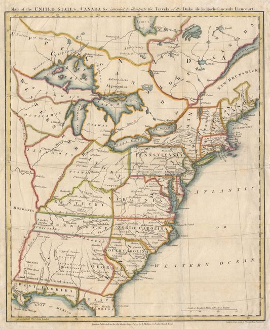 Map of the United States, Canada &c, intended to illustrate the Travels of the Duke de la Rochefoucault Liancourt