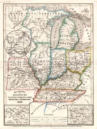 Die Staaten von Missouri, Illinois, Indiana, Ohio, Kentucky & Tennessee 1846