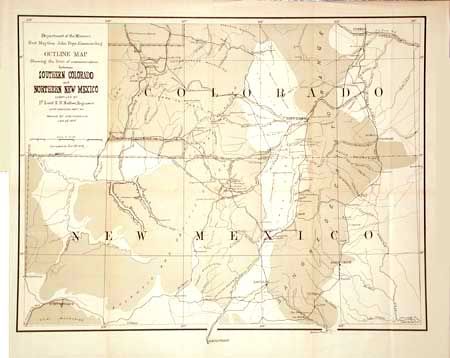 Outline Map Showing the lines of communication between Southern Colorado and Northern New Mexico