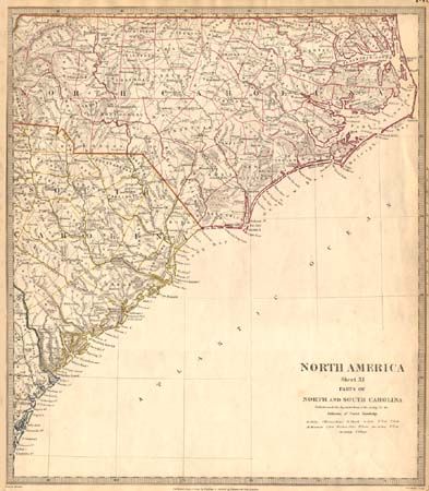 North America Sheet XI Parts of North and South Carolina