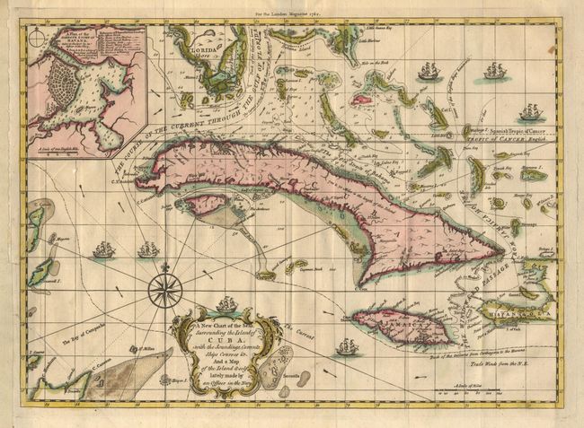 A New Chart of the Seas, Surrounding the Island of Cuba, with the Soundings, Currents, Ships Courses &c