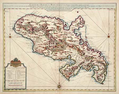 Carte de L' Isle de la Martinique Colonie Francoise de l'une des Isles Antilles de l'Amerique