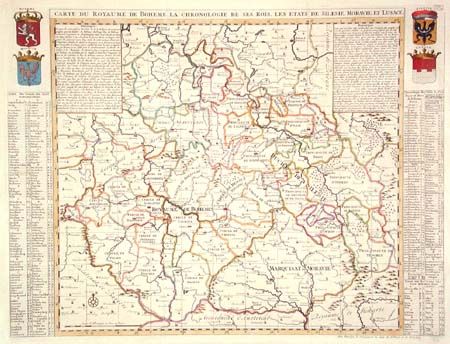 Carte du Royaume de Boheme. La Chronologie de Ses Rois. Les Etats de Silesie, Moravie, et Lusace