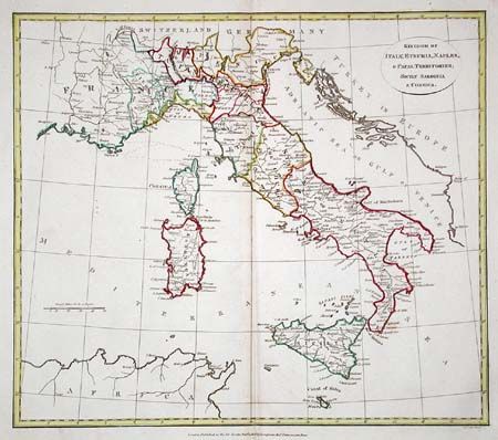 Kingdom of Italy, Etruria, Naples, & Papal Territories; Sicily Sardinia & Corsica