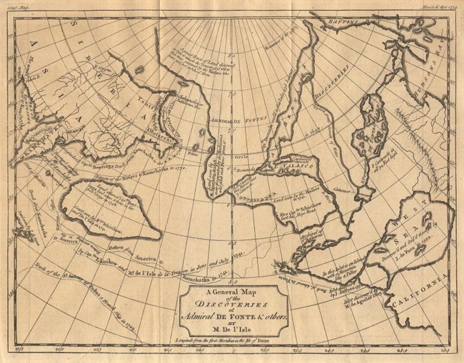 A General Map of the Discoveries of Admiral De Fonte & others by M. De l'Isle