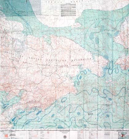 USAF Cloth Chart - Verkhoyanskiy Range and East Siberian Sea