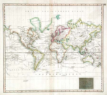 Hydrographical Chart of the World on Wright or Mercators projection with Tracts of the Last Circumnavigators