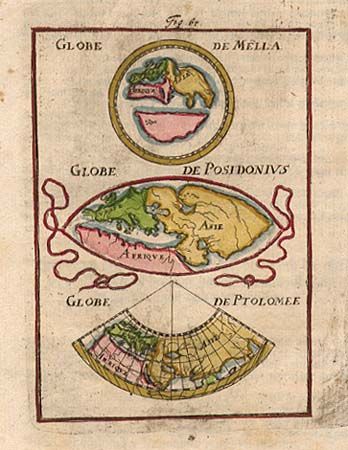Globe de Mella [on sheet with] Globe de Posidonius [and] Globe de Ptolomee