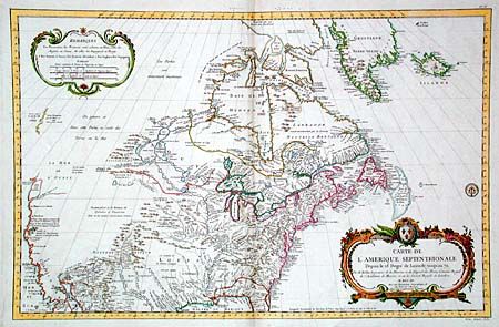 Carte de l 'Amerique Septentrionale Depuis le 28 degree de Latitude jusqu'au 72