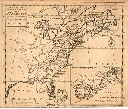 The British Governments in Nth. America laid down agreeable to the Proclamation of Octr. 7, 1763