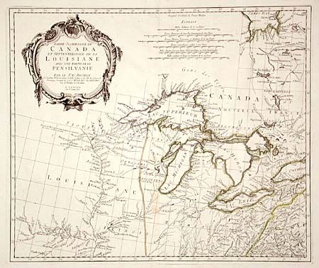 Partie Occidentale du Canada et Septentrionale de la Louisiane avec une Partie de la Pensilvanie.