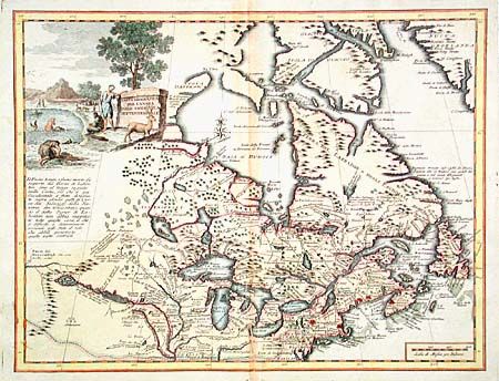 Carta Geografica del Canada Nell' America Settentrionale