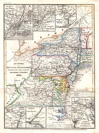 Die Staaten von New York Pensylvania Maryland New Jersey Delaware & Virginia