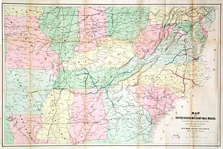 Map of United States Military Rail Roads, showing the Rail Road operated during the War from 1862 - 1866