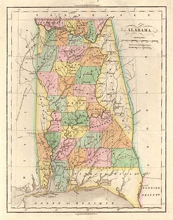 Carte Geographique, Statistique et Historique d' Alabama