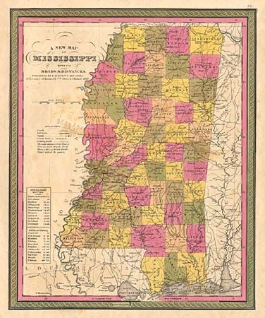 The New Map of Mississippi With Its Roads & Distances