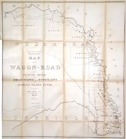 Map of the Wagon-Road From Platte River via Omaha Reserve and Dakota City to Running Water River.