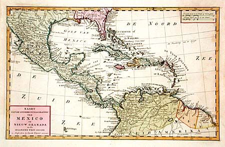 Kaart van de Onderkoningschappen van Mexico en Nieuw Granada in de Spaansche West-Indien