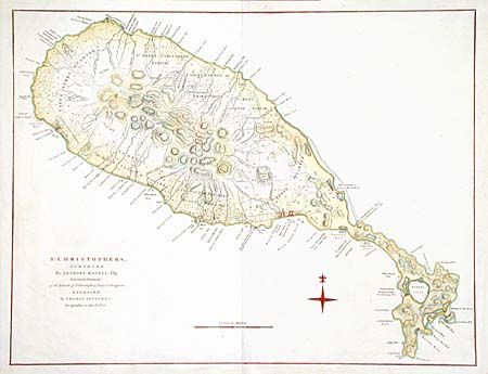 St. Christophers, Surveyed by Anthony Ravell Esqr. Surveyor General of the Islands of St. Christophers, Nevis, & Montserat.