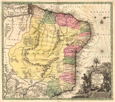Recens elaborata Mappa Geographica Regni Brasiliae in America Meridionali
