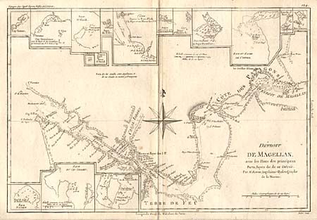 Detroit de Magellan, avec les Plans des principaux Ports, Bayes &c. de ce Detroit