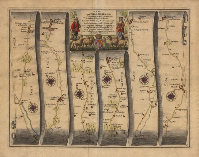 The Roads from Chelmsford to Essex to St. Edmonds-Bury in Suffolk & Saffron-Walden in Essex