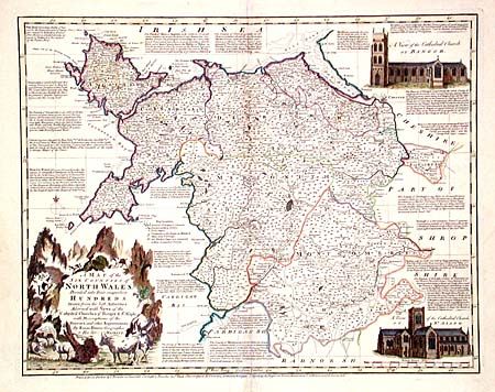 A Map of the Six Counties of North Wales, Divided into their respective Hundreds.