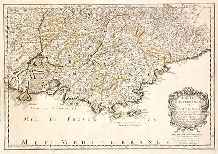 Comte, et Gouvernement de Provence. Aveq les Pays circonvoisins Cotat. Venaiscin, Printe. D'Orange, Cotat. De Nice, &c