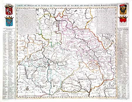 Carte du Royaume de Boheme. La Chronologie de Ses Rois. Les Etats de Silesie, Moravie, et Lusace.