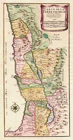 Carte de la Terre Promise Dressee par l' Auteur du Commentaire sur Josue et Gravee par Liebaux, Geografe.