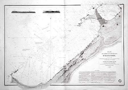 Plan des Ports et Mouillages d' Alexandrie, Leve en 1834